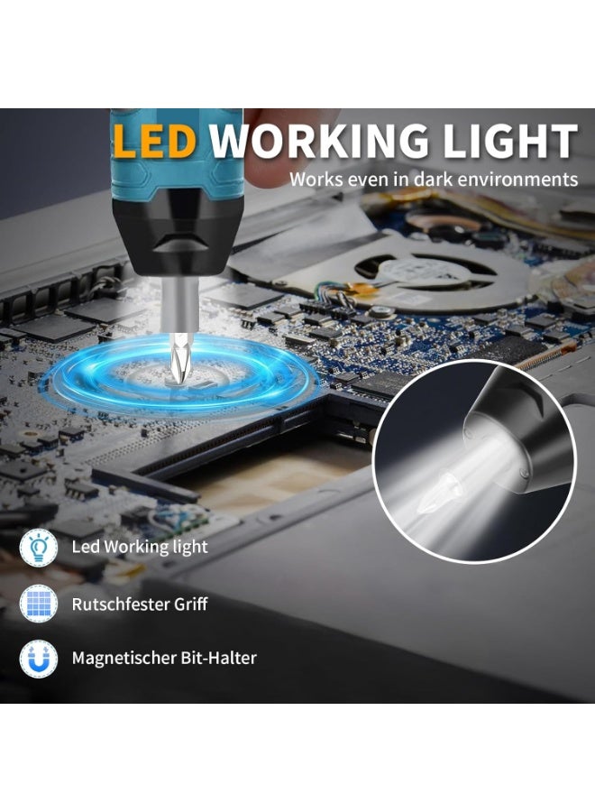 يواوليتي مجموعة مفكات كهربائية مزودة بمصباح LED، 105 في مجموعة واحدة، قابلة لإعادة الشحن عبر USB، قوية 3.6 فولت 5 نيوتن متر، أداة أوتوماتيكية 4 سرعات للإصلاح ومشاريع DIY - Image 2